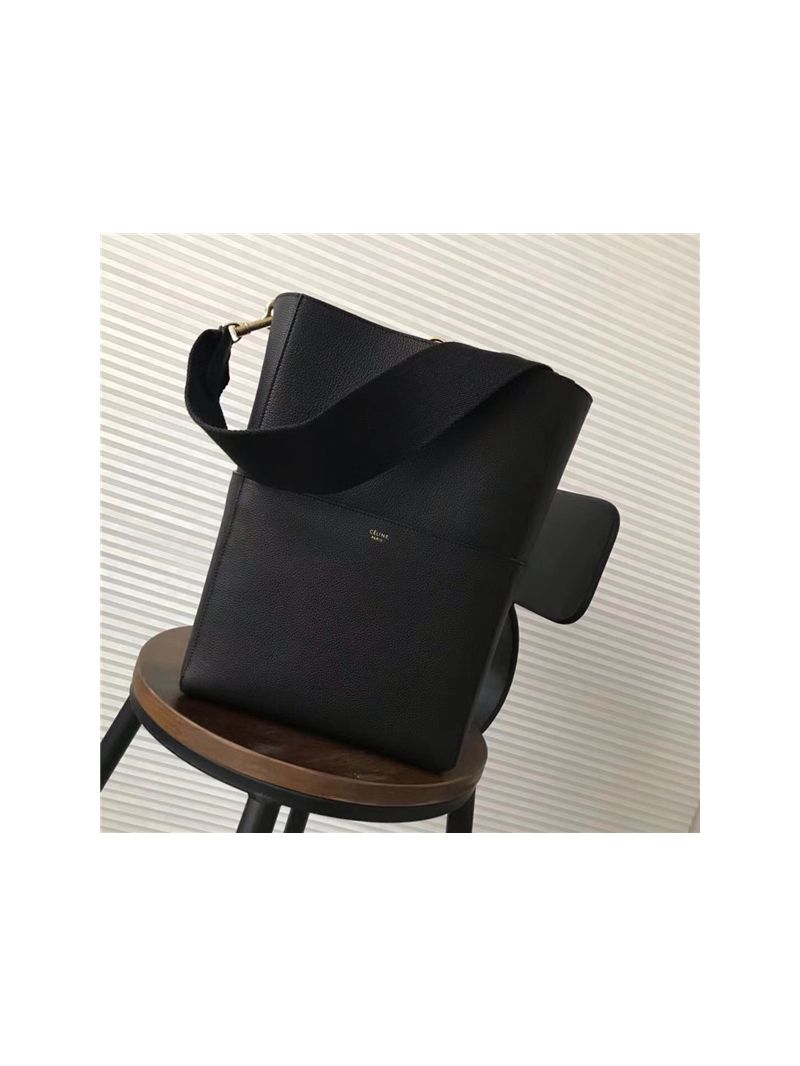 Celine Seau Sangle bag in black soft grained calfskin