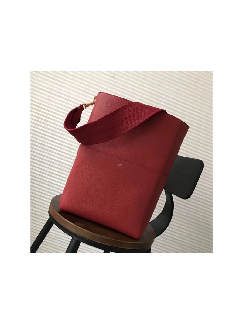 Celine Seau Sangle bag in red soft grained calfskin 
