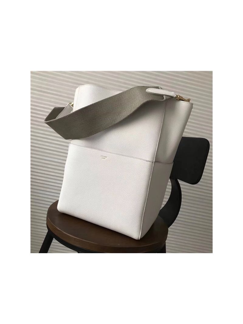 Celine Seau Sangle bag in white soft grained calfskin 