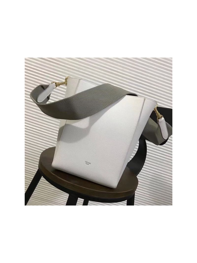  Celine Small Seau Sangle bag in white soft grained calfskin