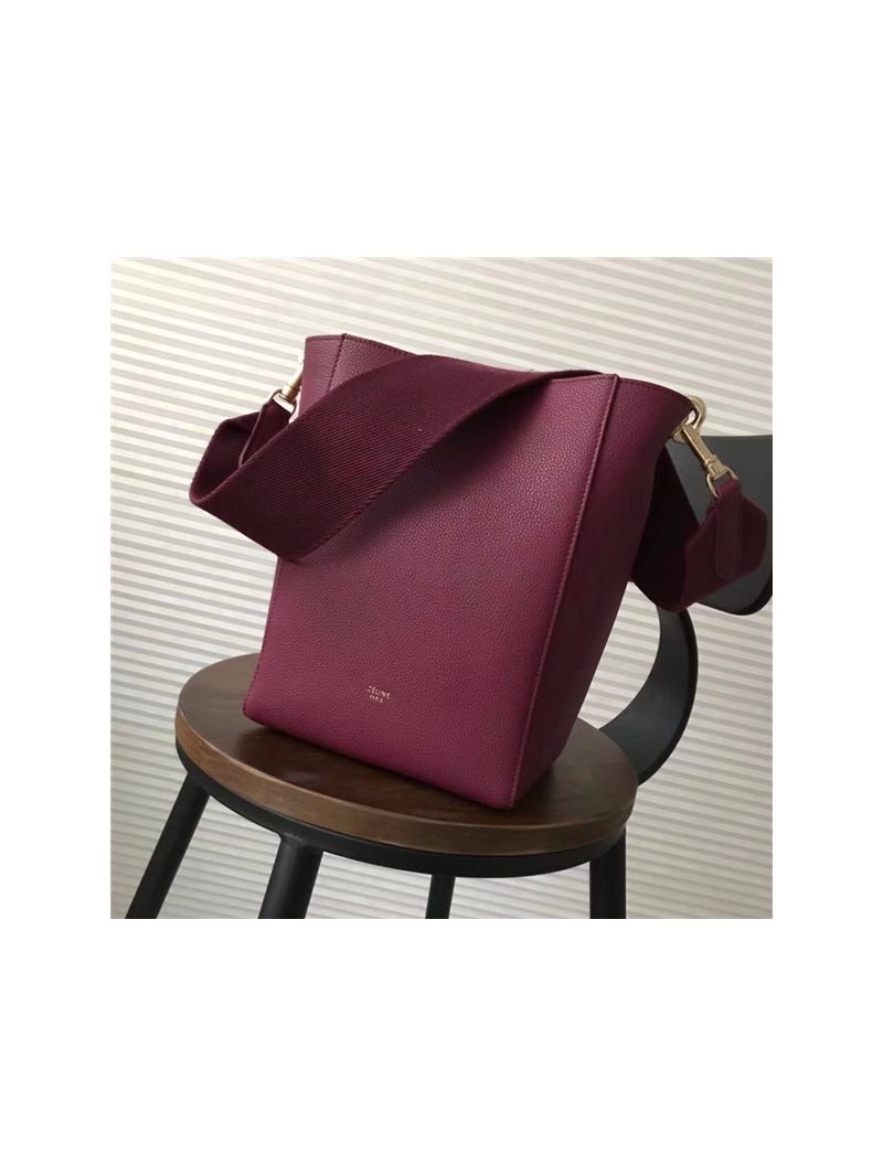  Celine Small Seau Sangle bag in burgundy soft grained calfskin