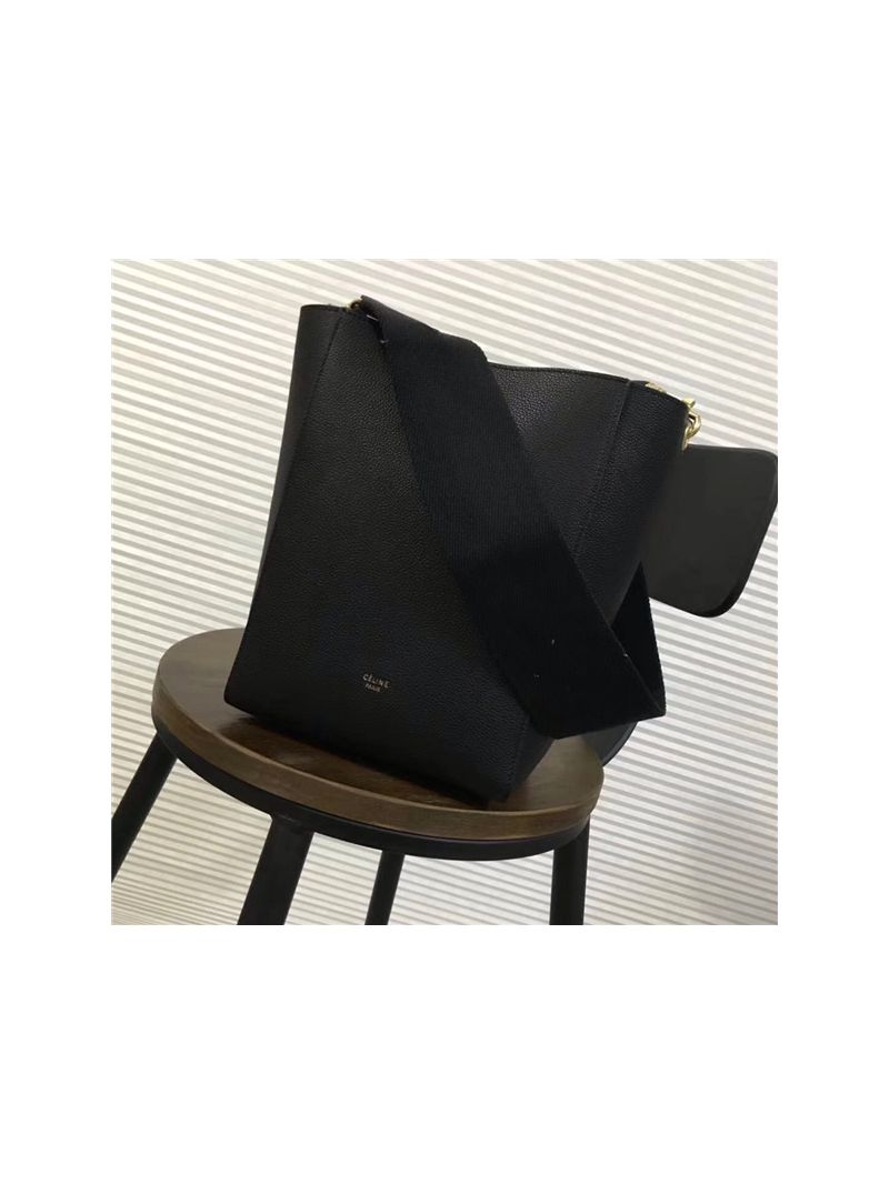  Celine Small Seau Sangle bag in black soft grained calfskin