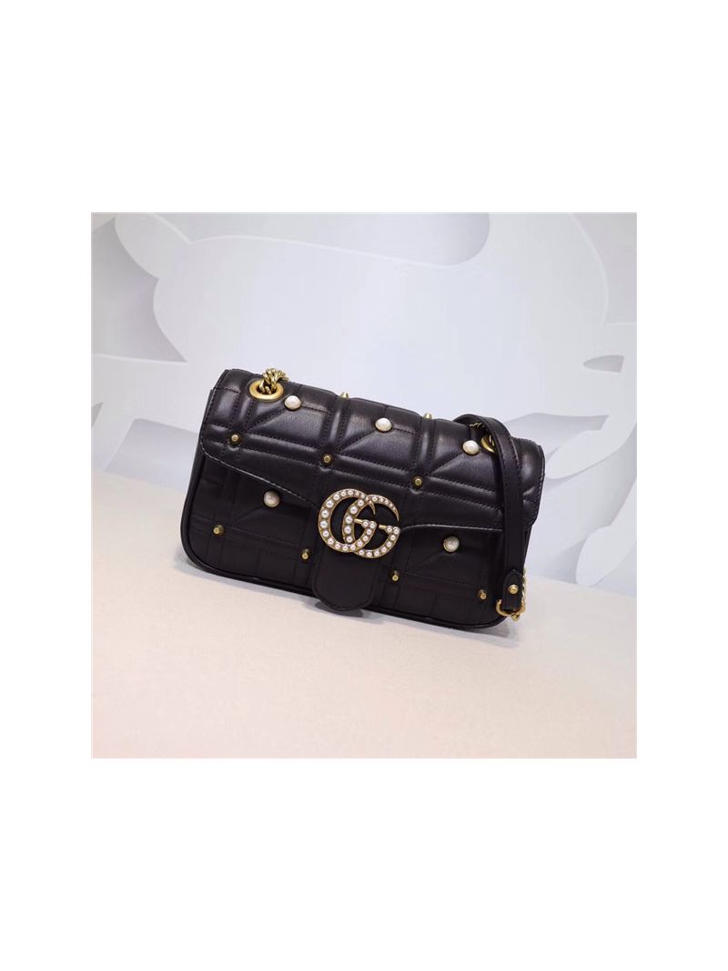 Gucci GG Marmont small black matelassé shoulder bag 443497