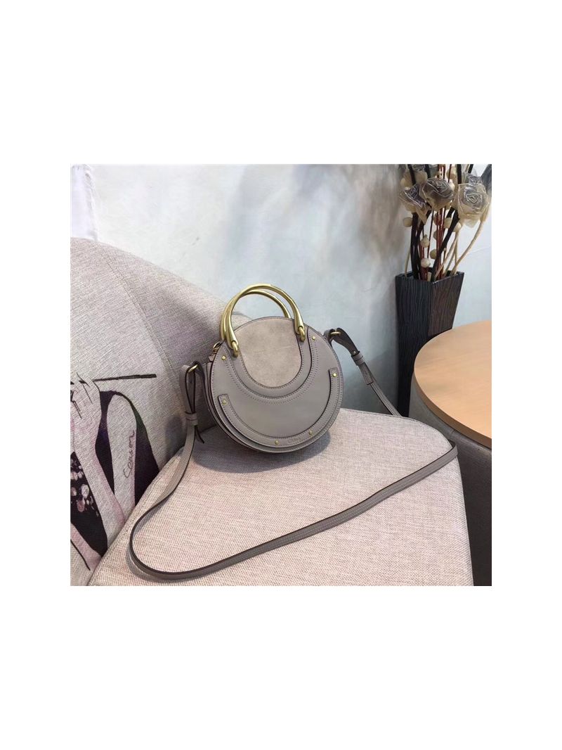 Chloe Pixie small grey leather and suede shoulder bag