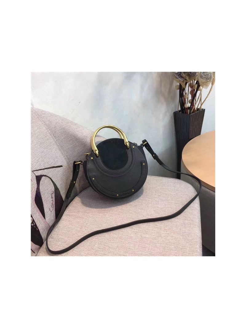 Chloe Pixie small black leather and suede shoulder bag