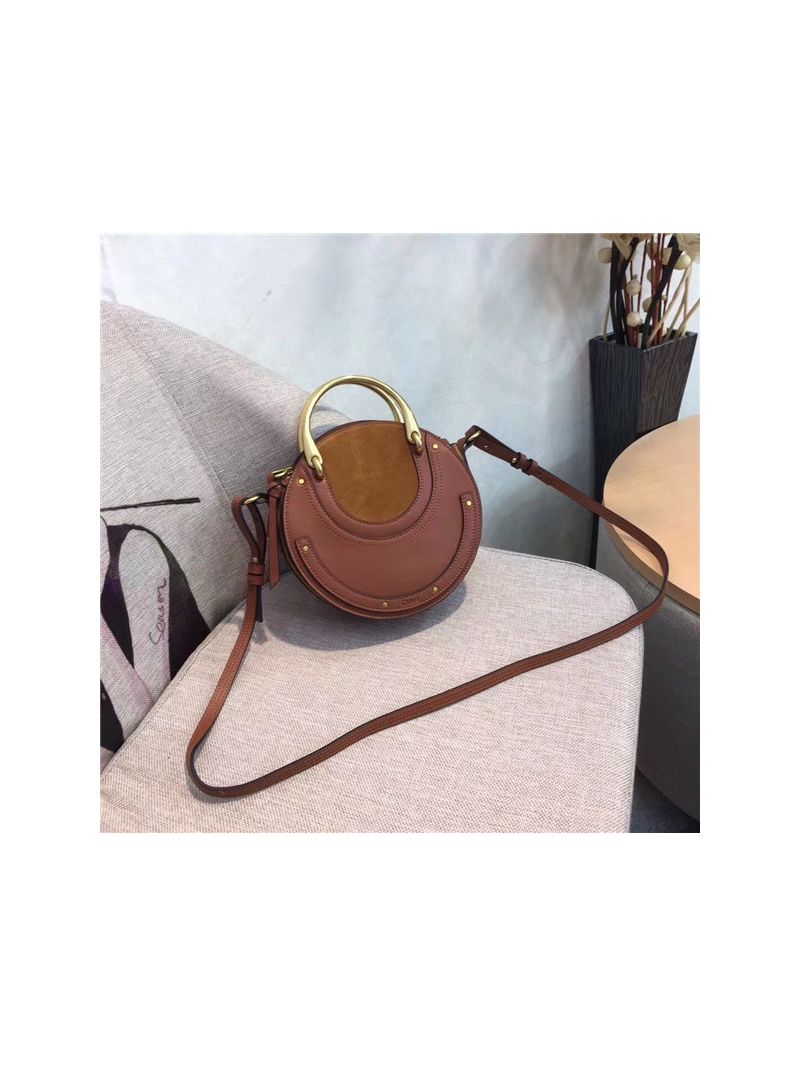 Chloe Pixie small brown leather and suede shoulder bag