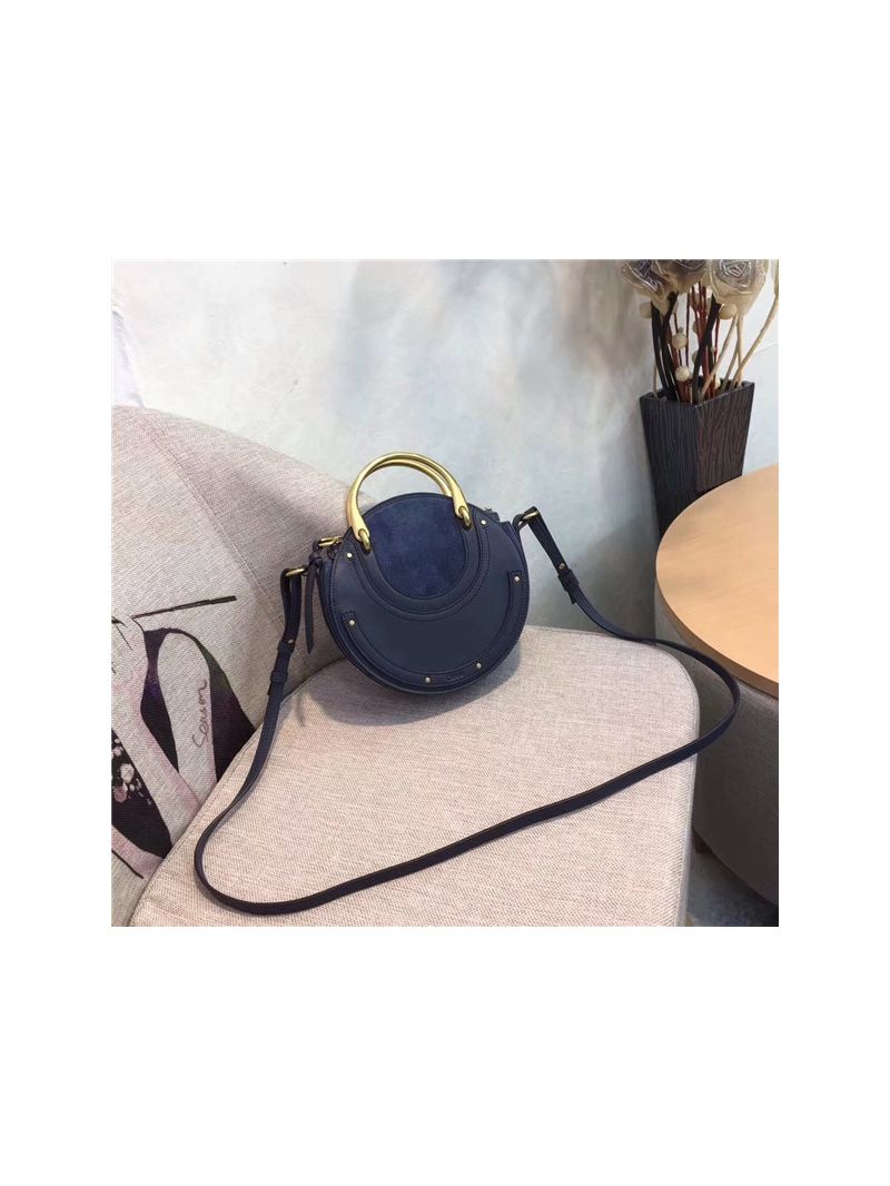Chloe Pixie small blue leather and suede shoulder bag