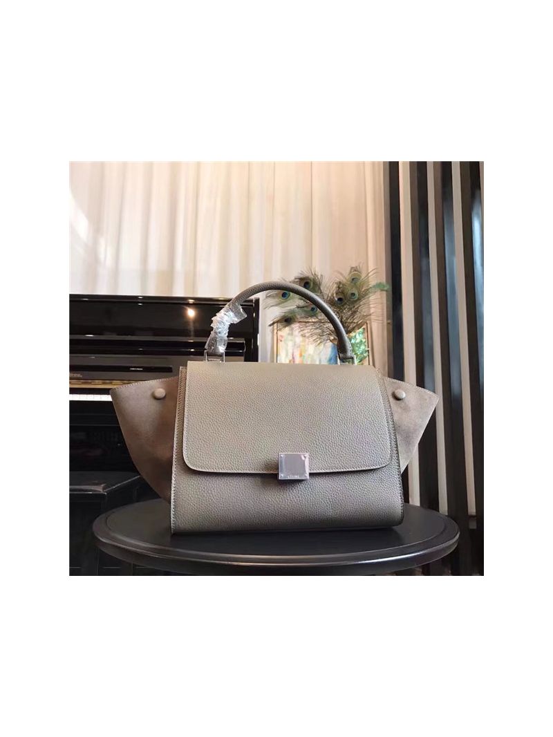 Céline Trapeze Drummed leather Small Tote Bag Almond