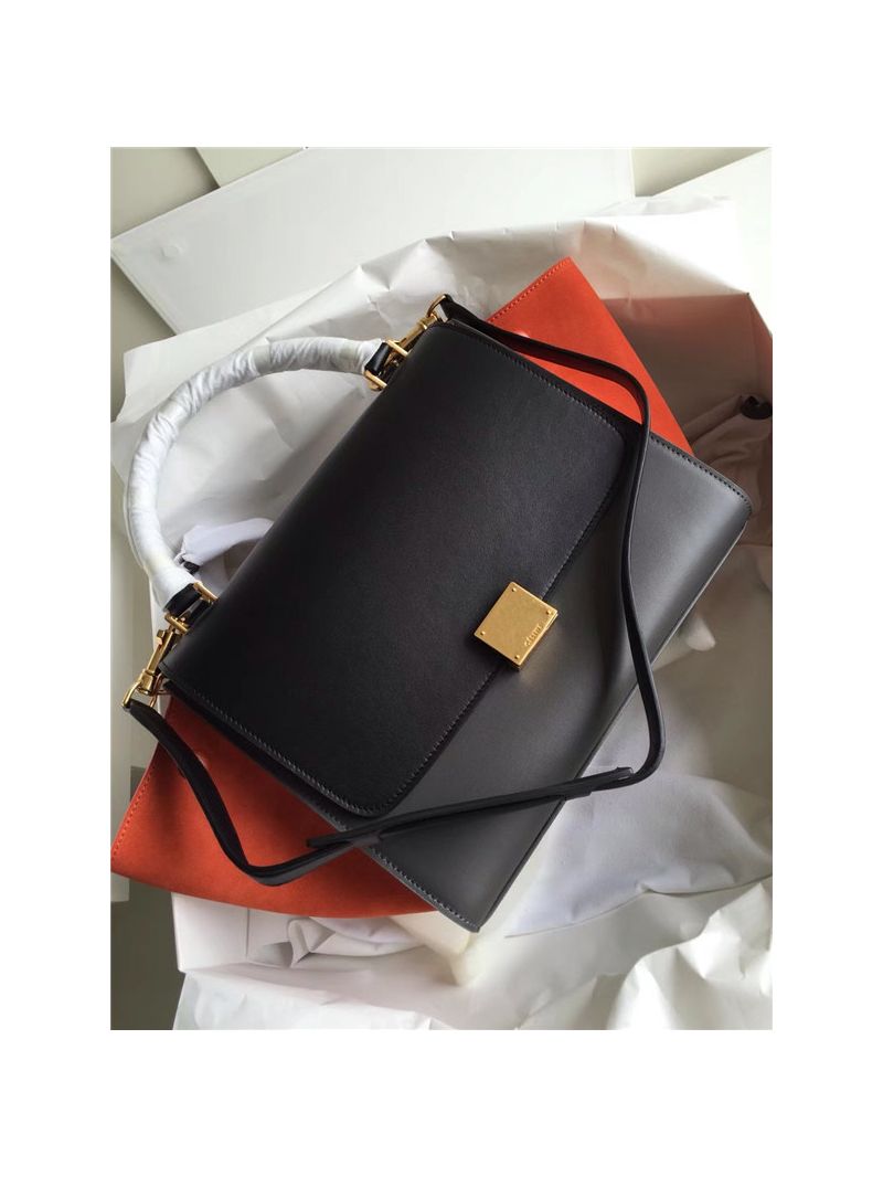 Céline Trapeze Drummed leather Small Tote Bag black grey orange