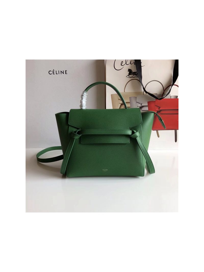 Celine Belt Bag In Green Grained Calfskin 2 sizes