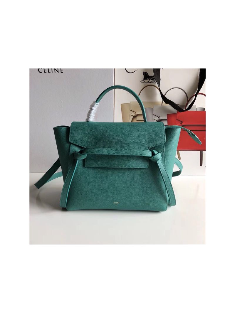 Celine Belt Bag In peacock Green Grained Calfskin 2 sizes