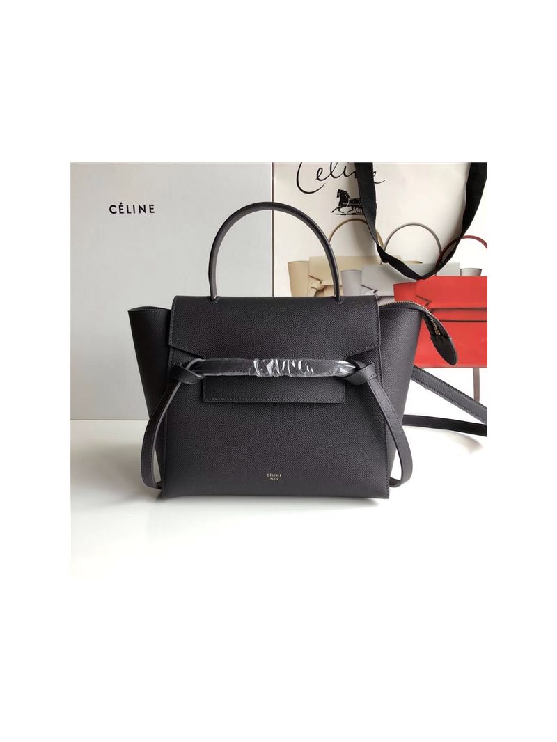 Celine Belt Bag In deep ink grey Grained Calfskin 2 sizes