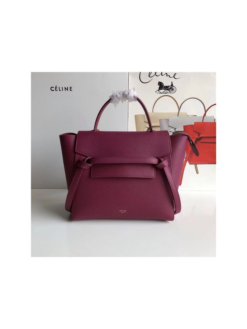 Celine Belt Bag In Wine Red Grained Calfskin 2 sizes