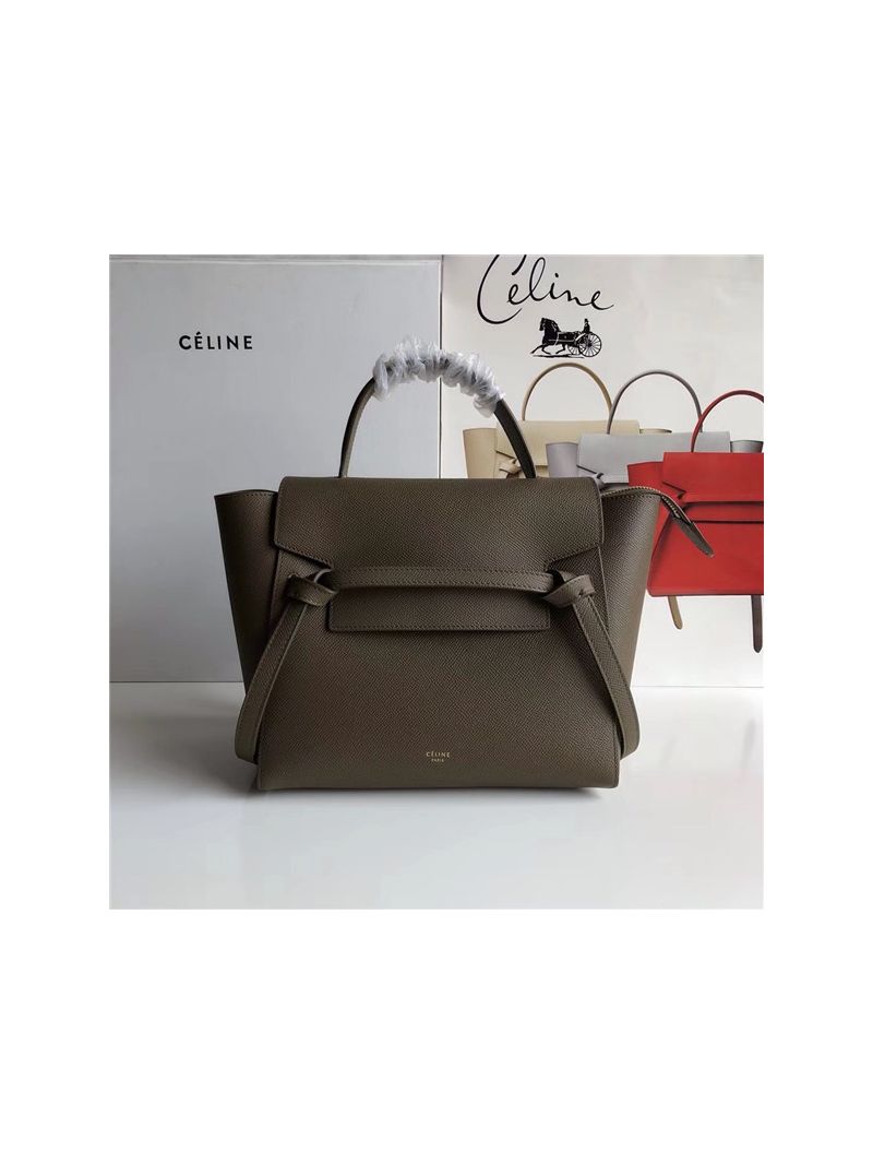 Celine Belt Bag In Khaki Grained Calfskin 2 sizes