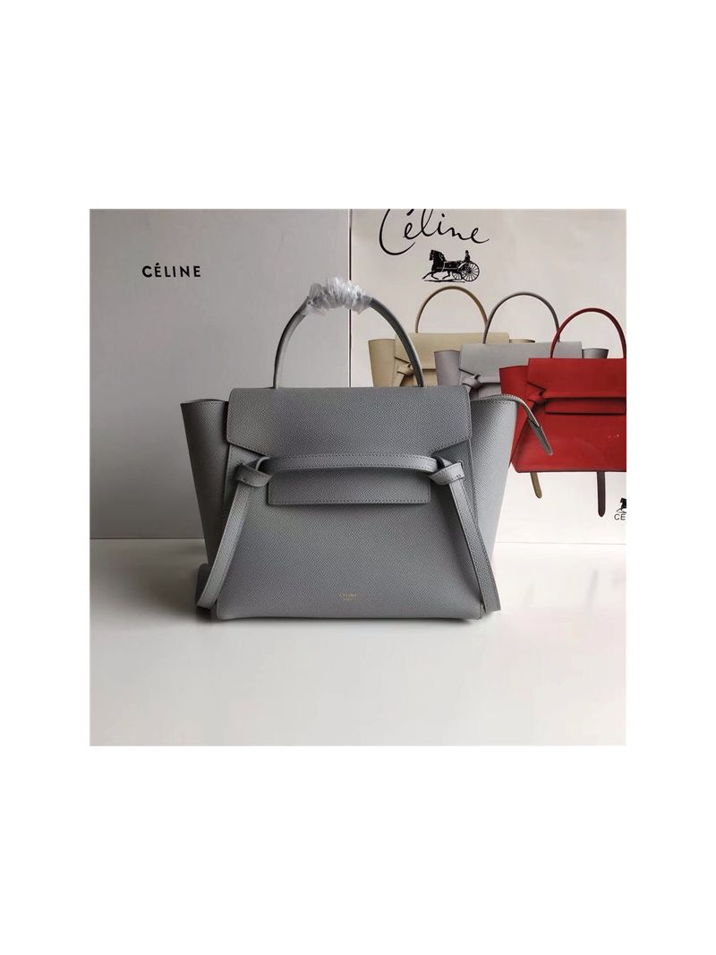 Celine Belt Bag In Grey Grained Calfskin 2 sizes