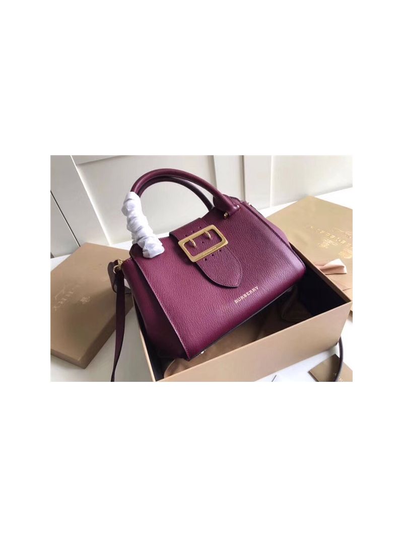  Burberry The Small/Medium Buckle Tote in dark plum Grainy Leather 40337511