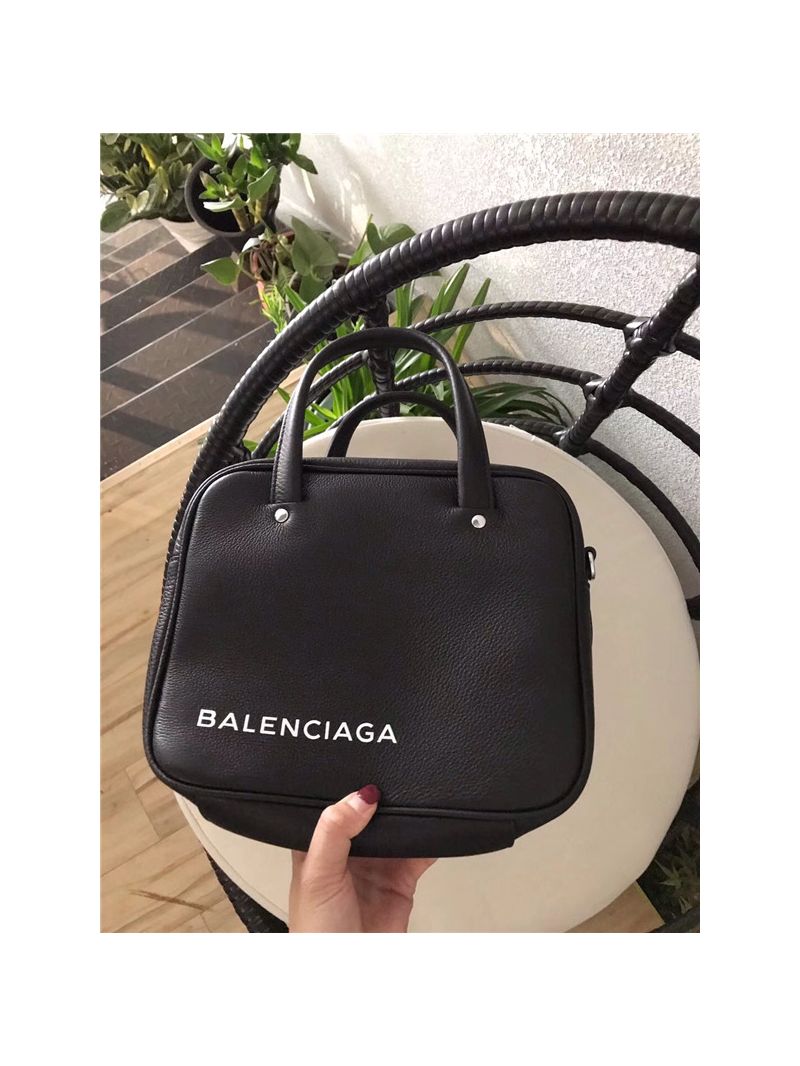 Balenciaga Triangle Square XS bag in black calfskin leather 513995 