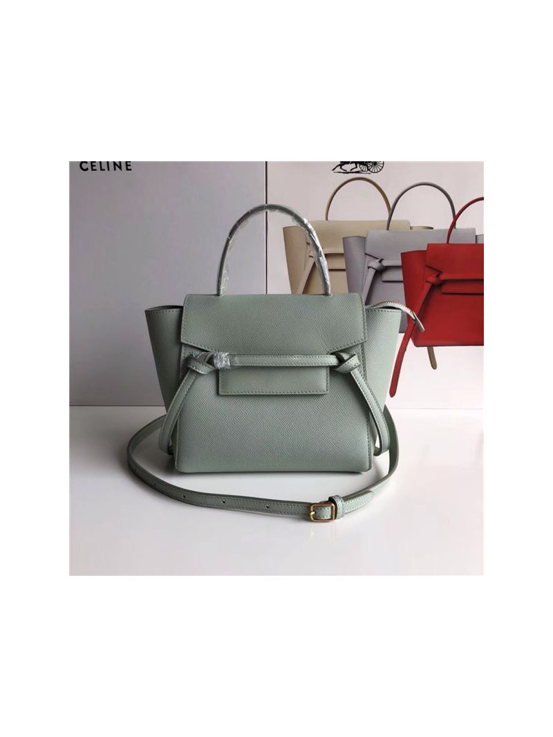 Celine Nano Belt Bag In medium green Grained Calfskin 185003
