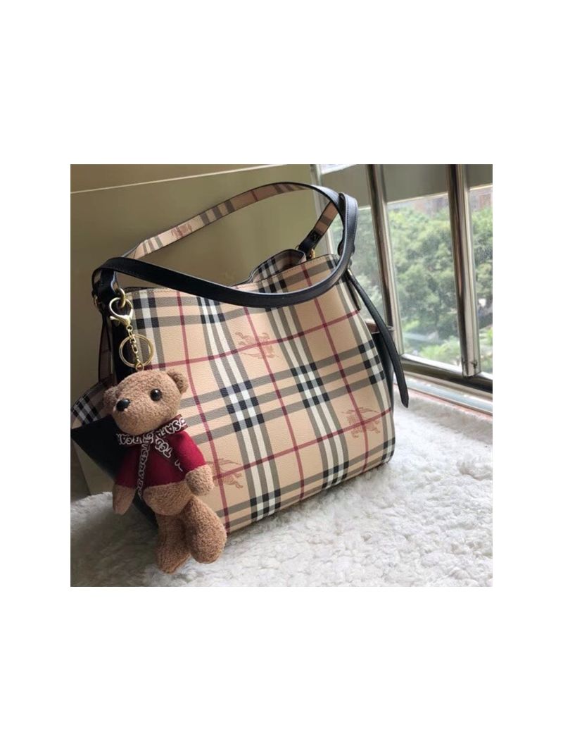 Burberry The Small Canter In Haymarket Check 2 in 1 with side pocket black