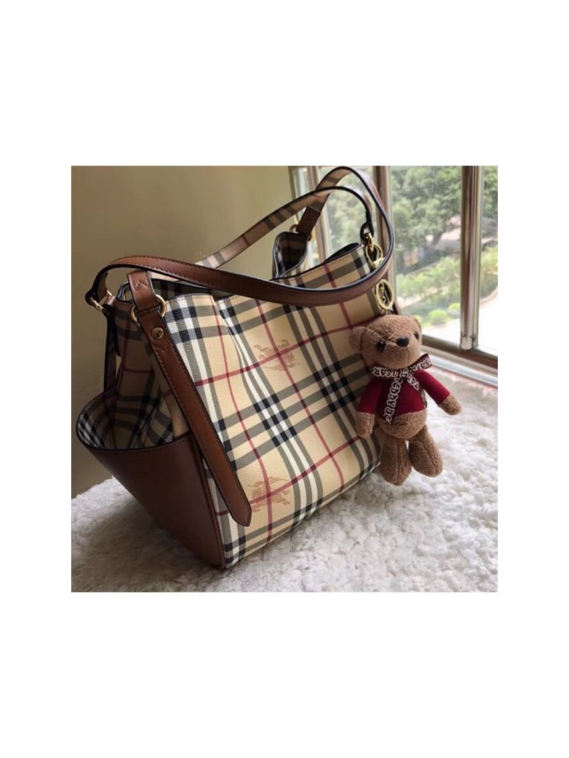Burberry The Small Canter In Haymarket Check 2 in 1 with side pocket brown