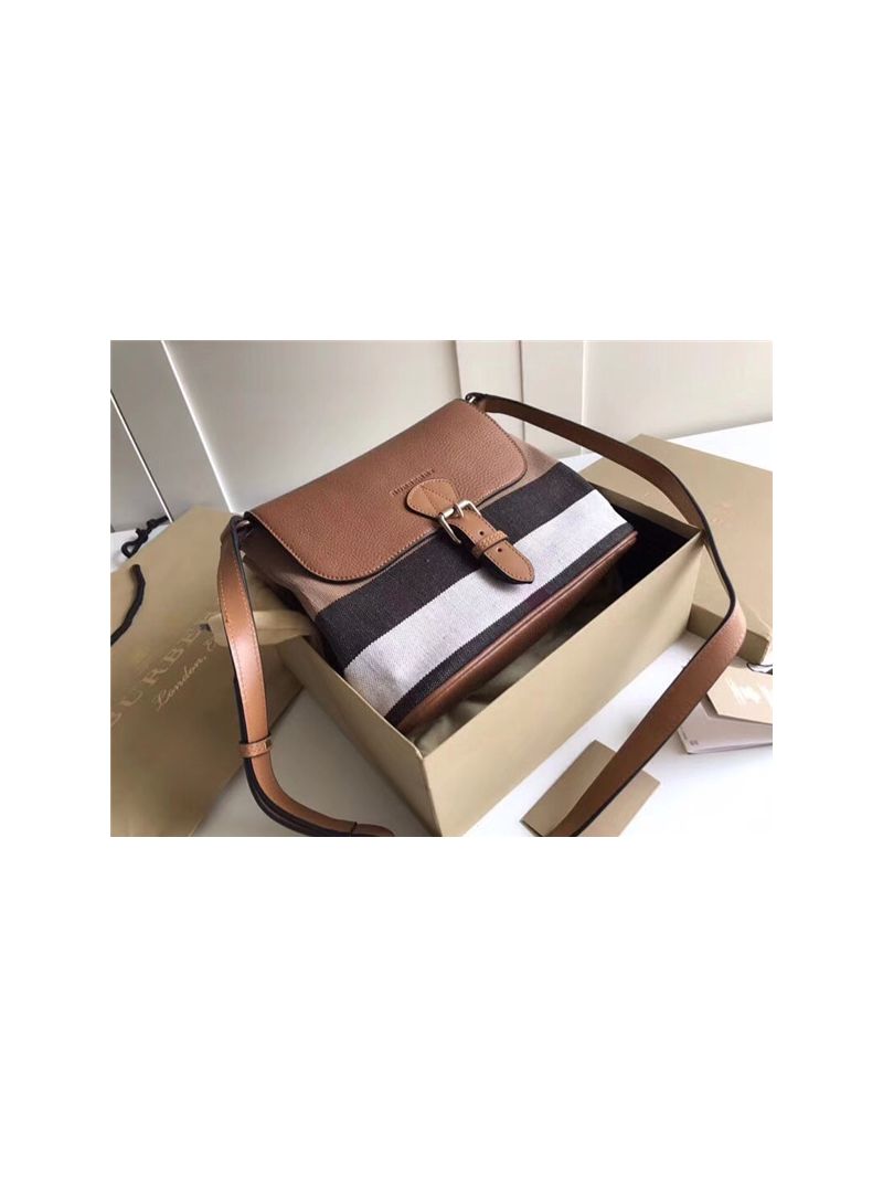 Burberry Grainy Canvas Check Small Gowan and Fabric CrossBody Bag brown