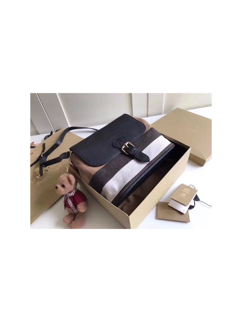 Burberry Grainy Canvas Check Small Gowan and Fabric CrossBody Bag black