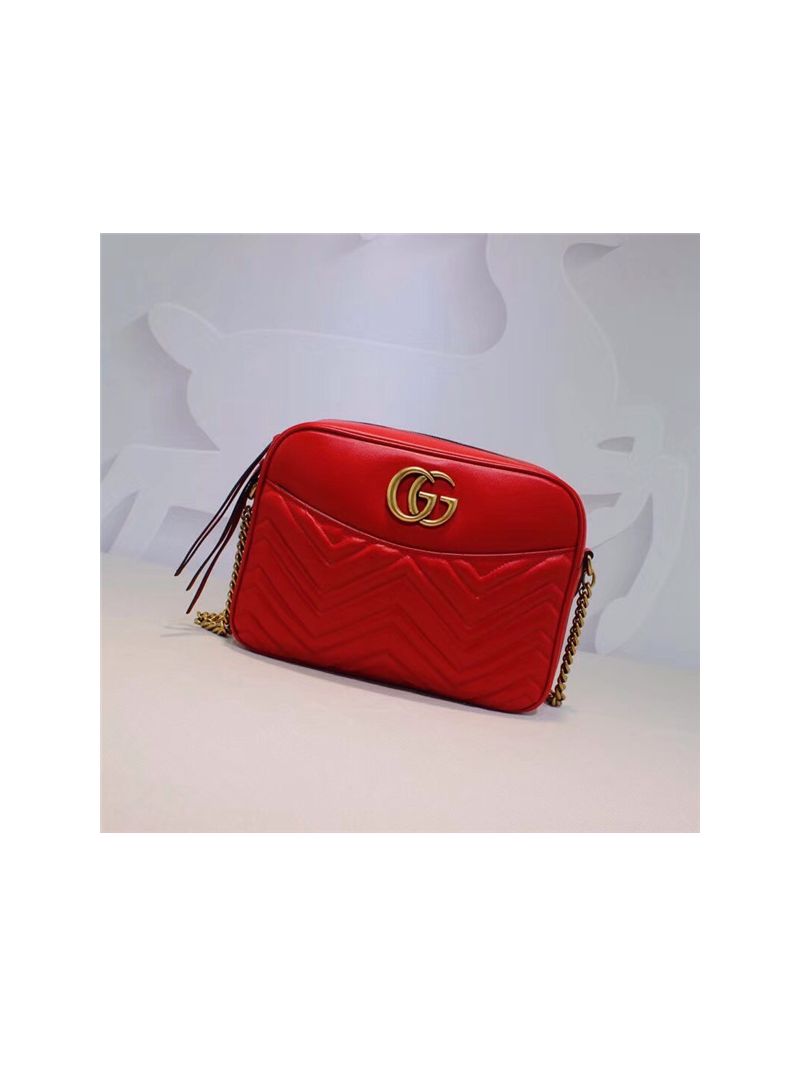 Gucci GG Marmont medium matelassé shoulder bag 443499 red