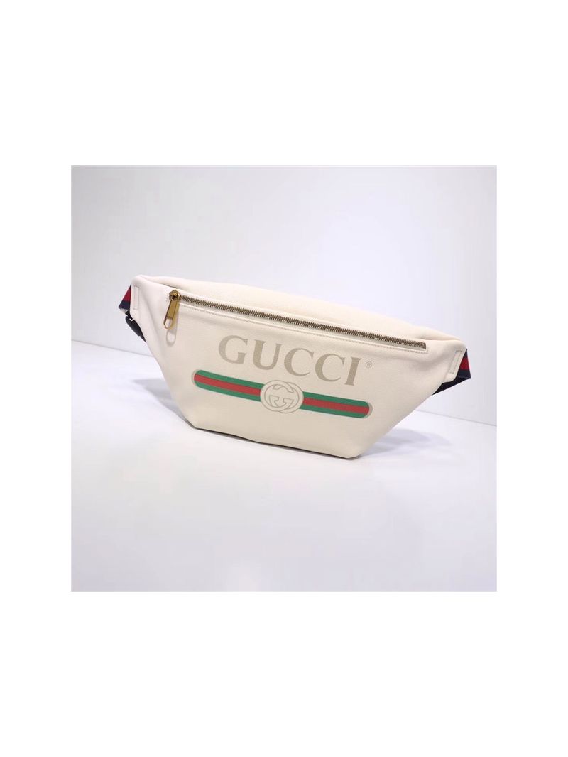 Gucci Print white leather belt bag 493869