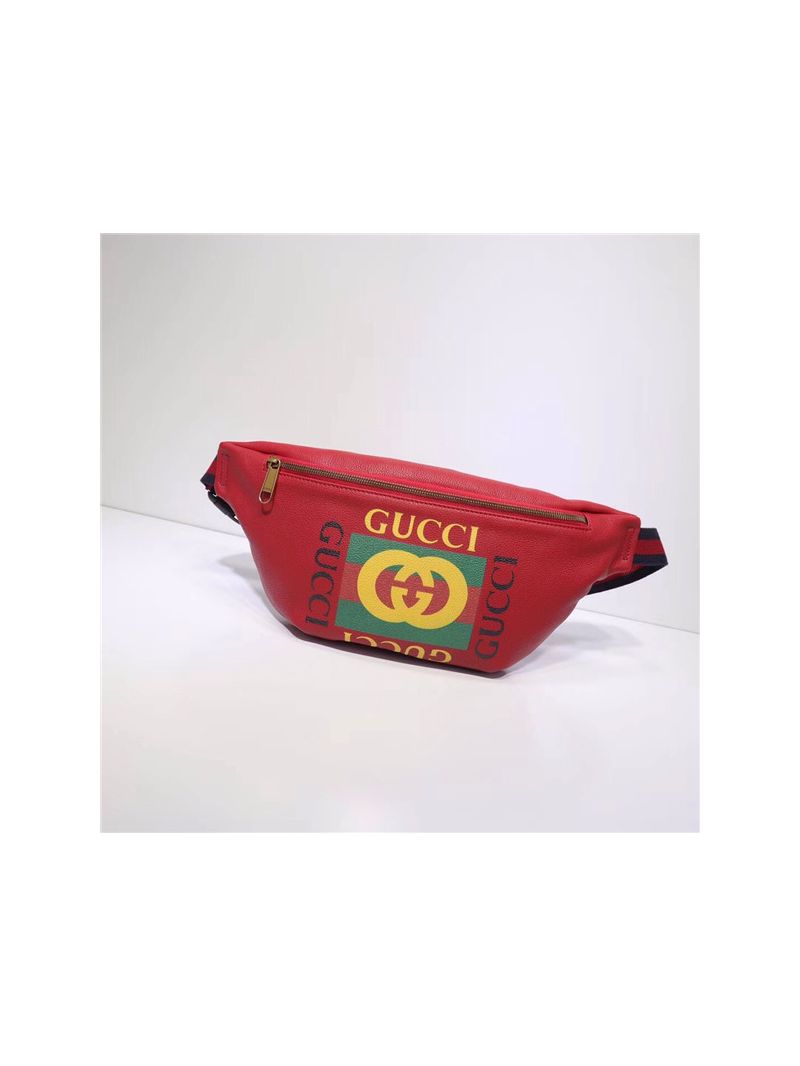 Gucci Print red leather belt bag 493869