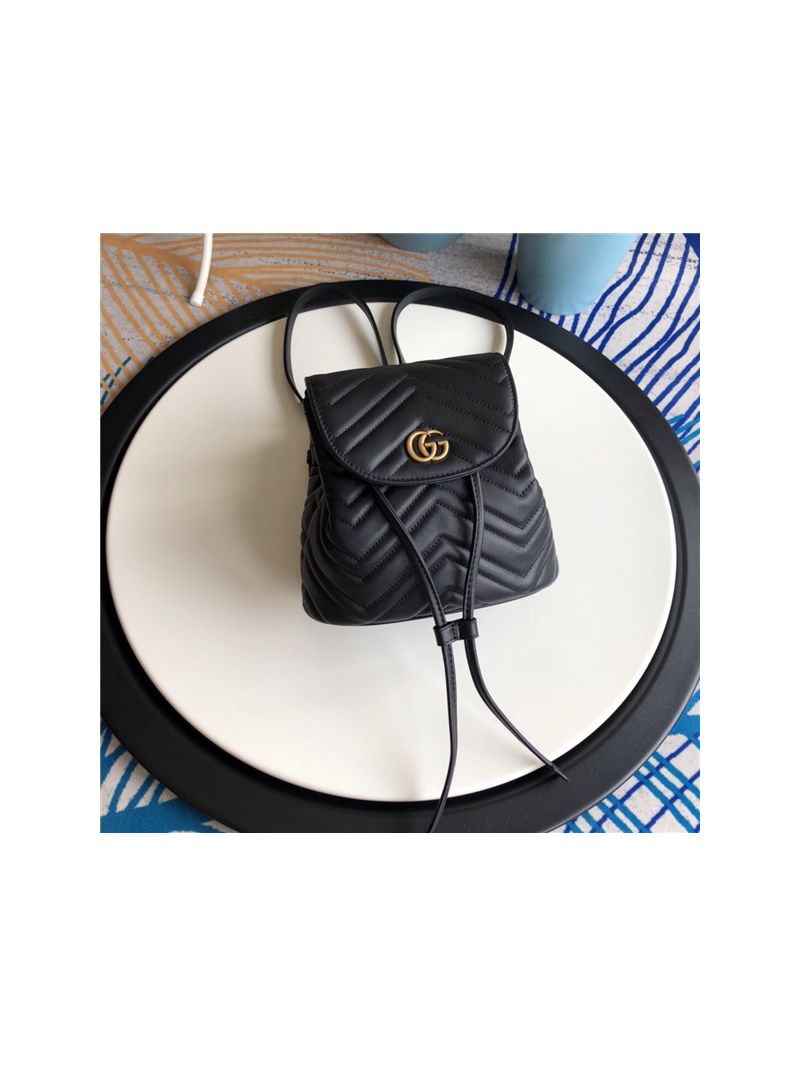 Gucci GG Marmont black matelassé backpack 528129