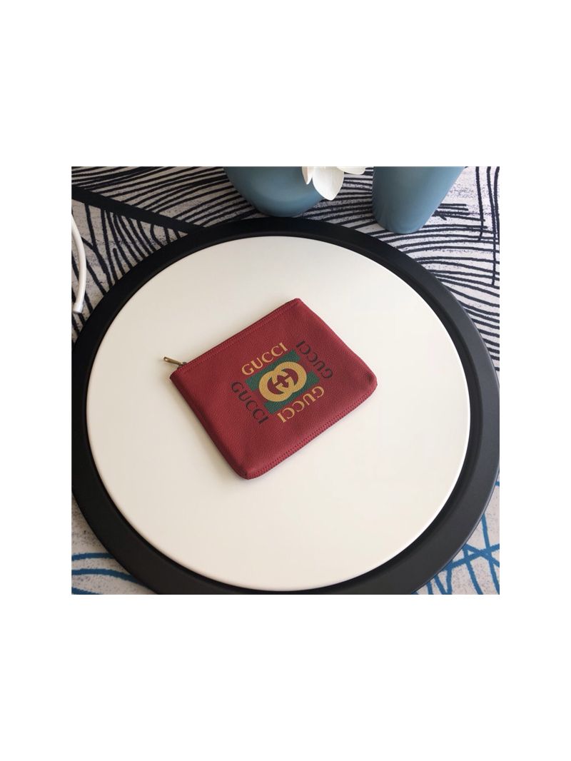 Gucci Print Leather Medium Portfolio Red