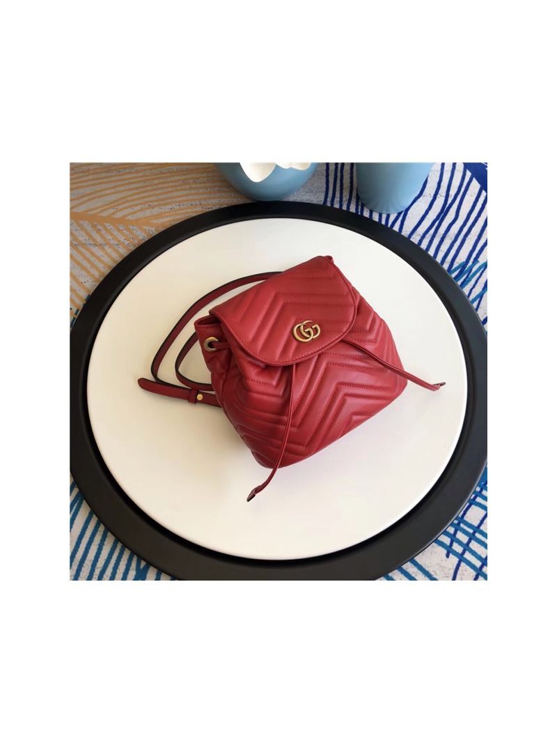 Gucci GG Marmont red matelassé backpack 528129