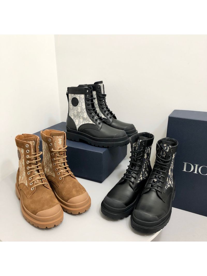 Dior Explorer Ankle Boot Grey Oblique Jacquard and Black Smooth 3BO231 Calfskin