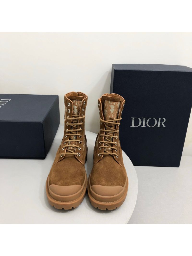 Dior Explorer Ankle Boot Tan Oblique Jacquard and Tan Smooth 3BO231 Calfskin