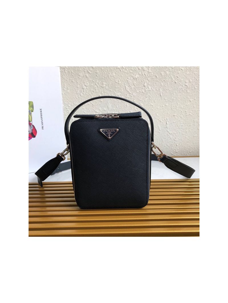 Prada Brique Saffiano Leather Men Bag 2VH066 dark Blue