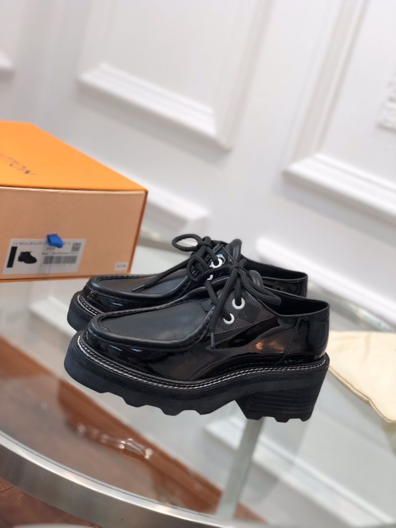 Louis Vuitton LV Beaubourg Platform Derby 1A5SS4 Black Calfskin & Patent Damier Graphite