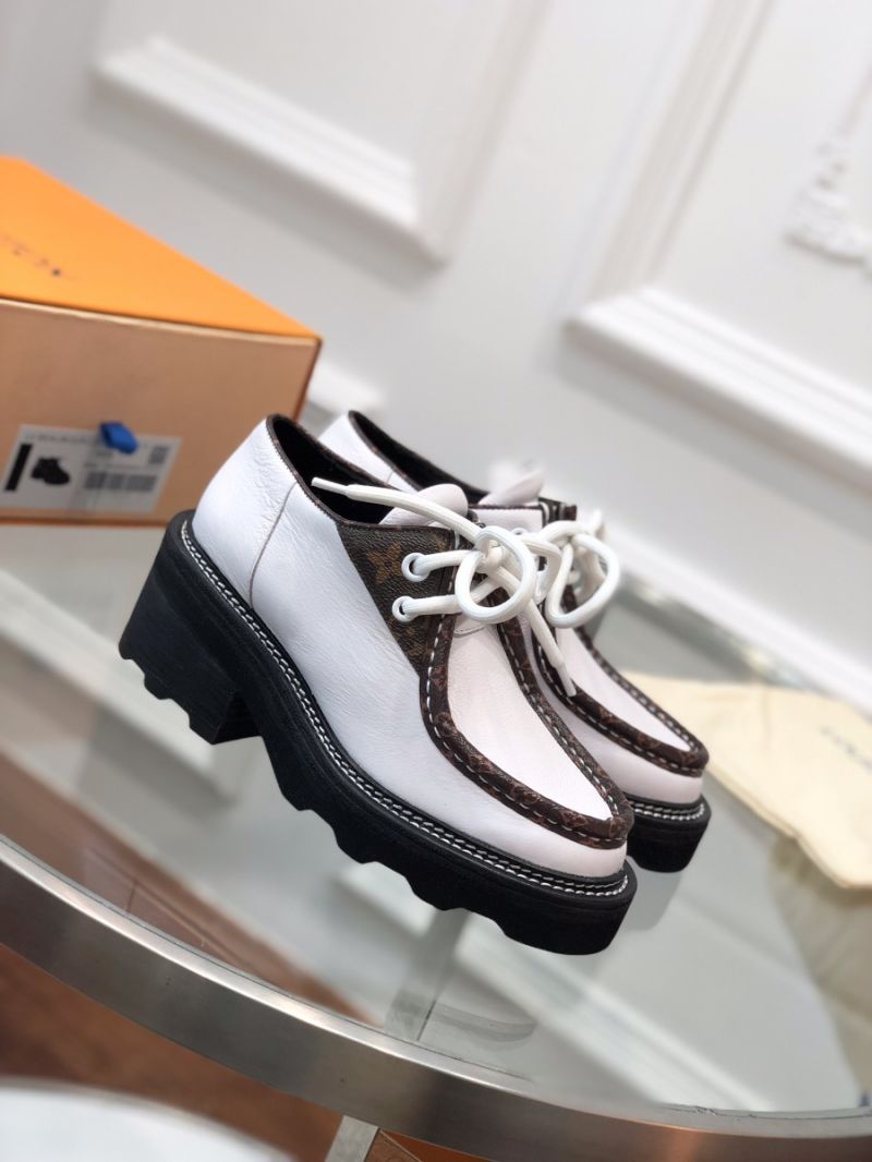 Louis Vuitton LV Beaubourg Platform Derby 1A5SS4 White Calfskin & Patent Monogram