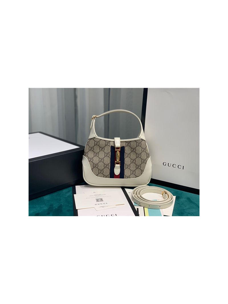 Gucci Jackie 1961 Mini Hobo Canvas Bag 637092 White
