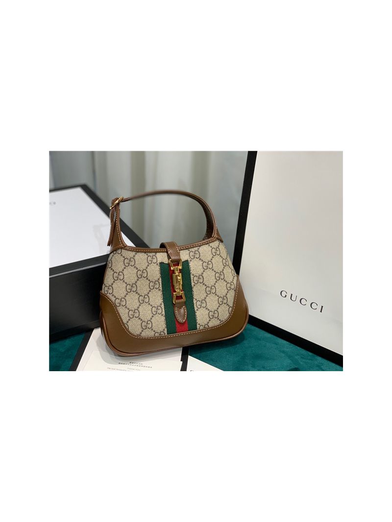 Gucci Jackie 1961 Mini Hobo Canvas Bag 637092 Brown
