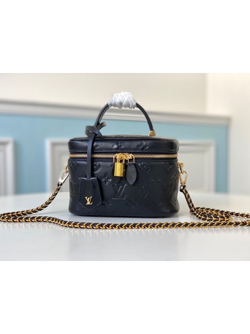Louis Vuitton LV Vanity PM Bag M57118 Black Lambskin Monogram Ink