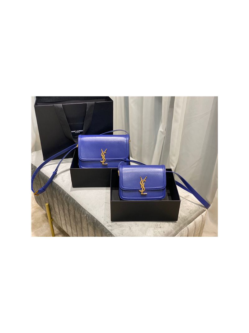 YSL Saint Laurent Solferino Soft Satchel In Box Leather 635025 Blue
