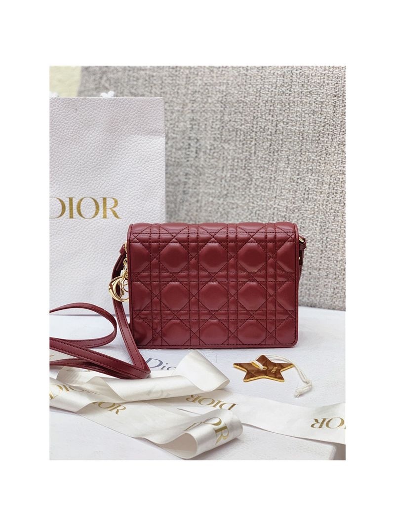 Dior Lady Dior Pouch Lambskin Cannage S0855 Burgundy