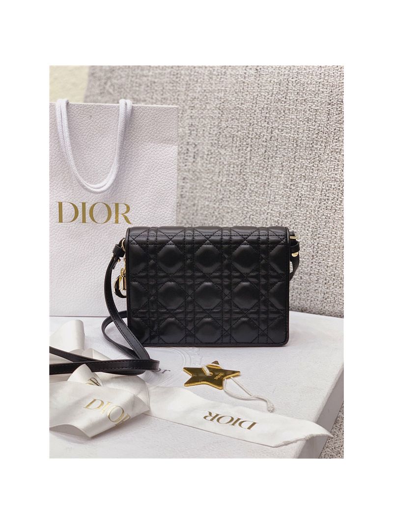Dior Lady Dior Pouch Lambskin Cannage S0855 Black