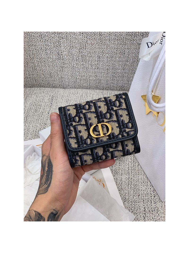 Dior 30 Montaigne Lotus Wallet S2057 Oblique Jacquard