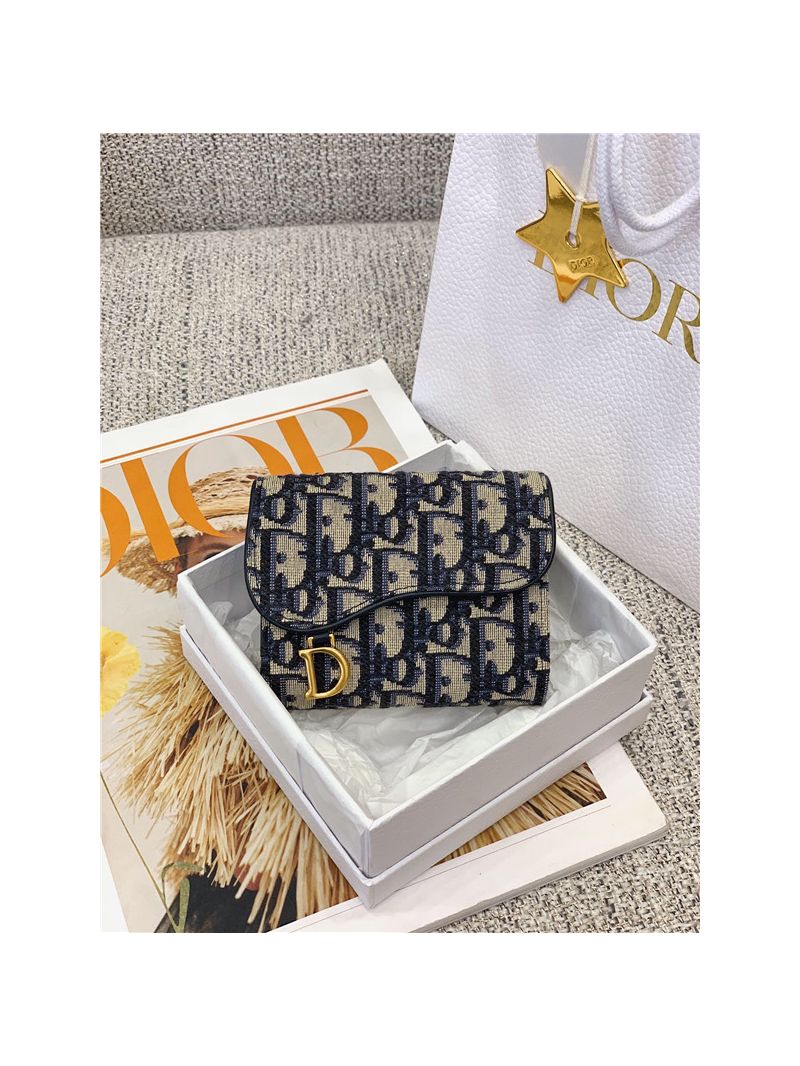 Dior Saddle Lotus Wallet Oblique Jacquard S5652