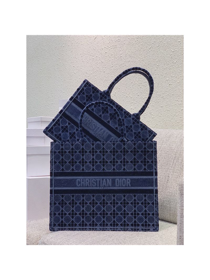 Dior Book Tote Blue Cannage Embroidered Velvet M1286