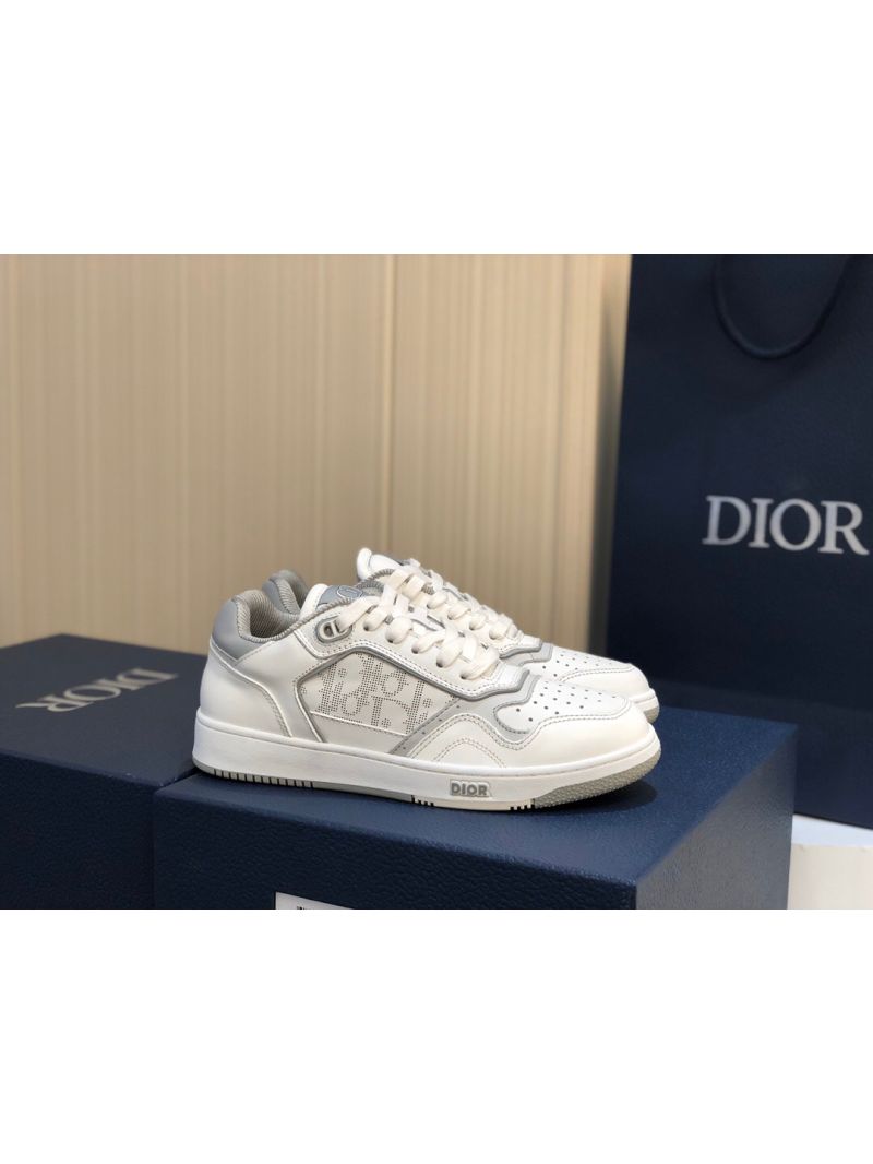 Dior B27 Low-Top Sneaker White and Gray Smooth Calfskin with White Dior Oblique Galaxy Leather 3SN272