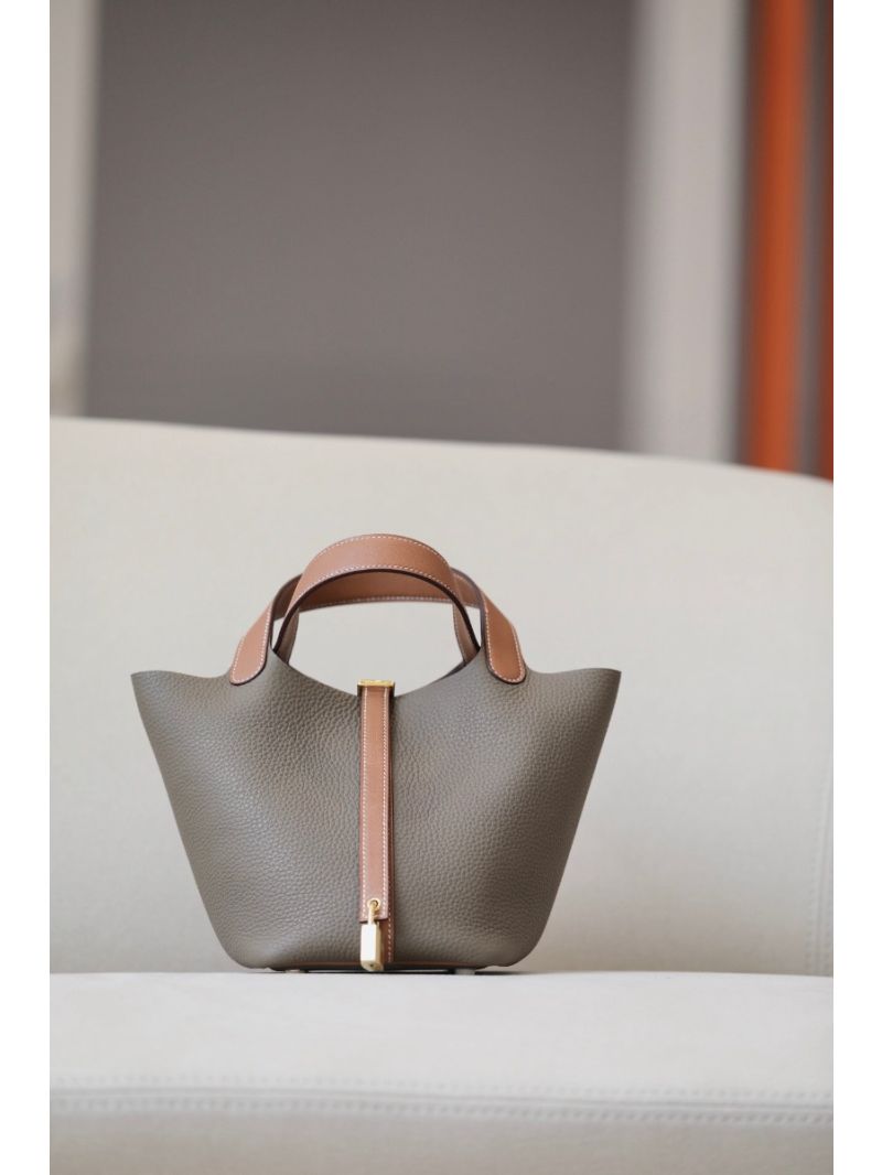 Hermes Picotin Lock bag Bi-Color Etude Clemence w Swift Brown