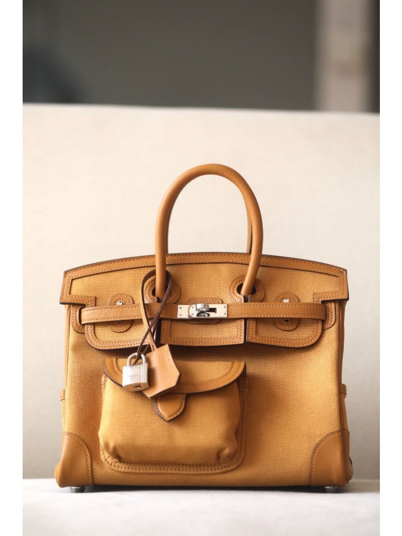 Hermes Cargo Birkin Bag Sesame Swift And Toile Canvas