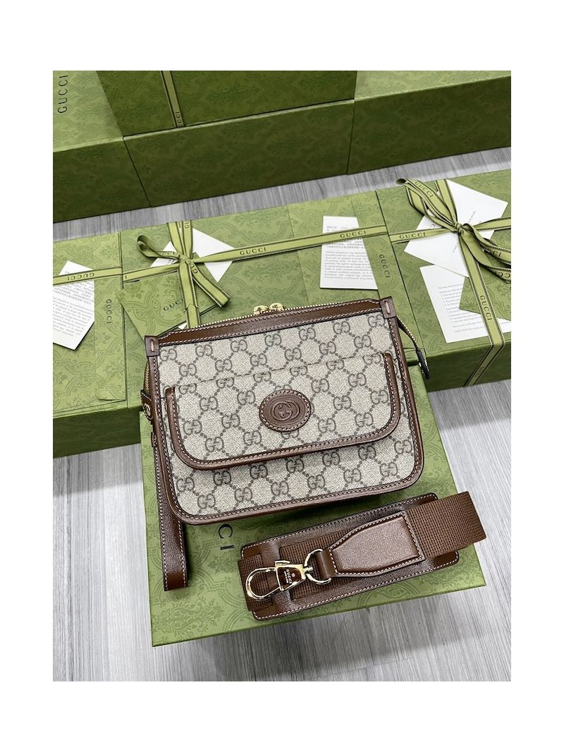 Gucci GG Messenger bag with Interlocking G 674164 GG supreme Beige